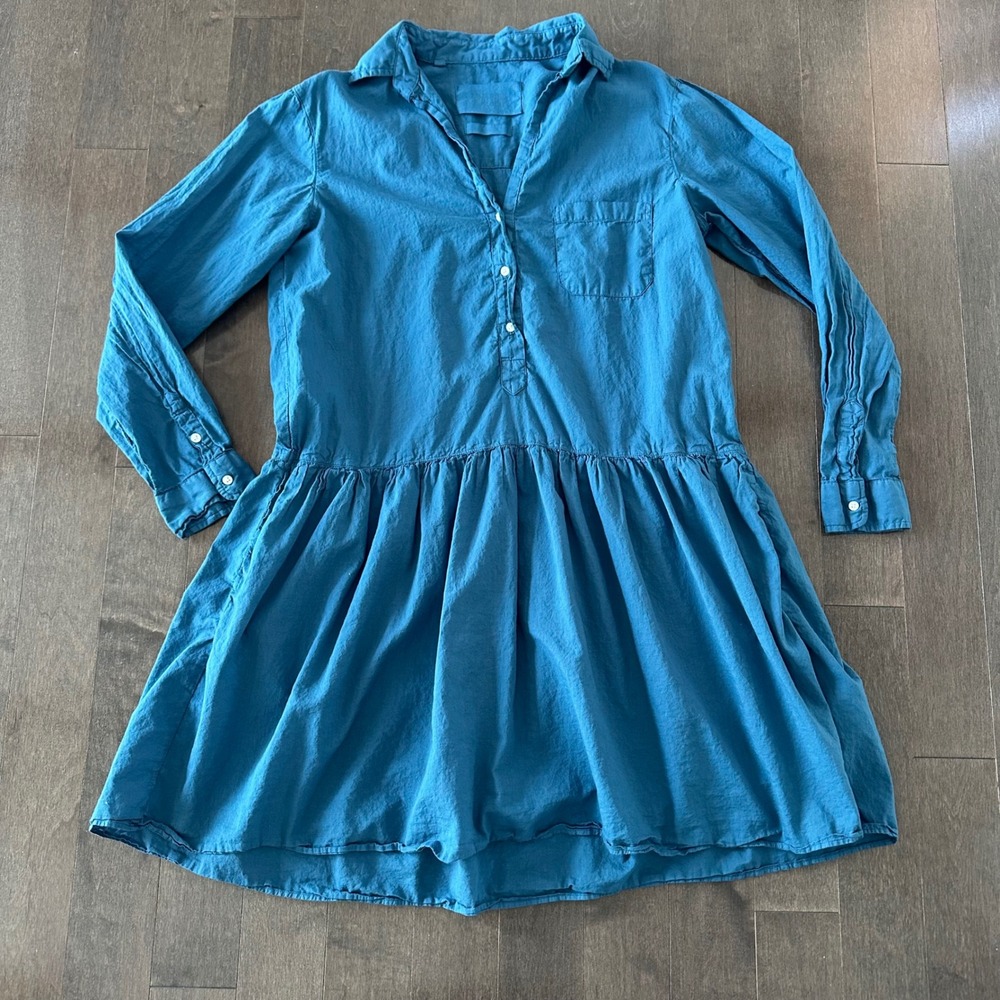 Grayson Frank & Eileen Changemaker Coastal Preppy Shirtdress Vacation Blue‎ M